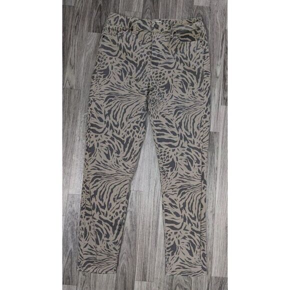 Articles Of Society Animal Print Pockets Skinny Brown Denim Jeans - Picture 1 of 12